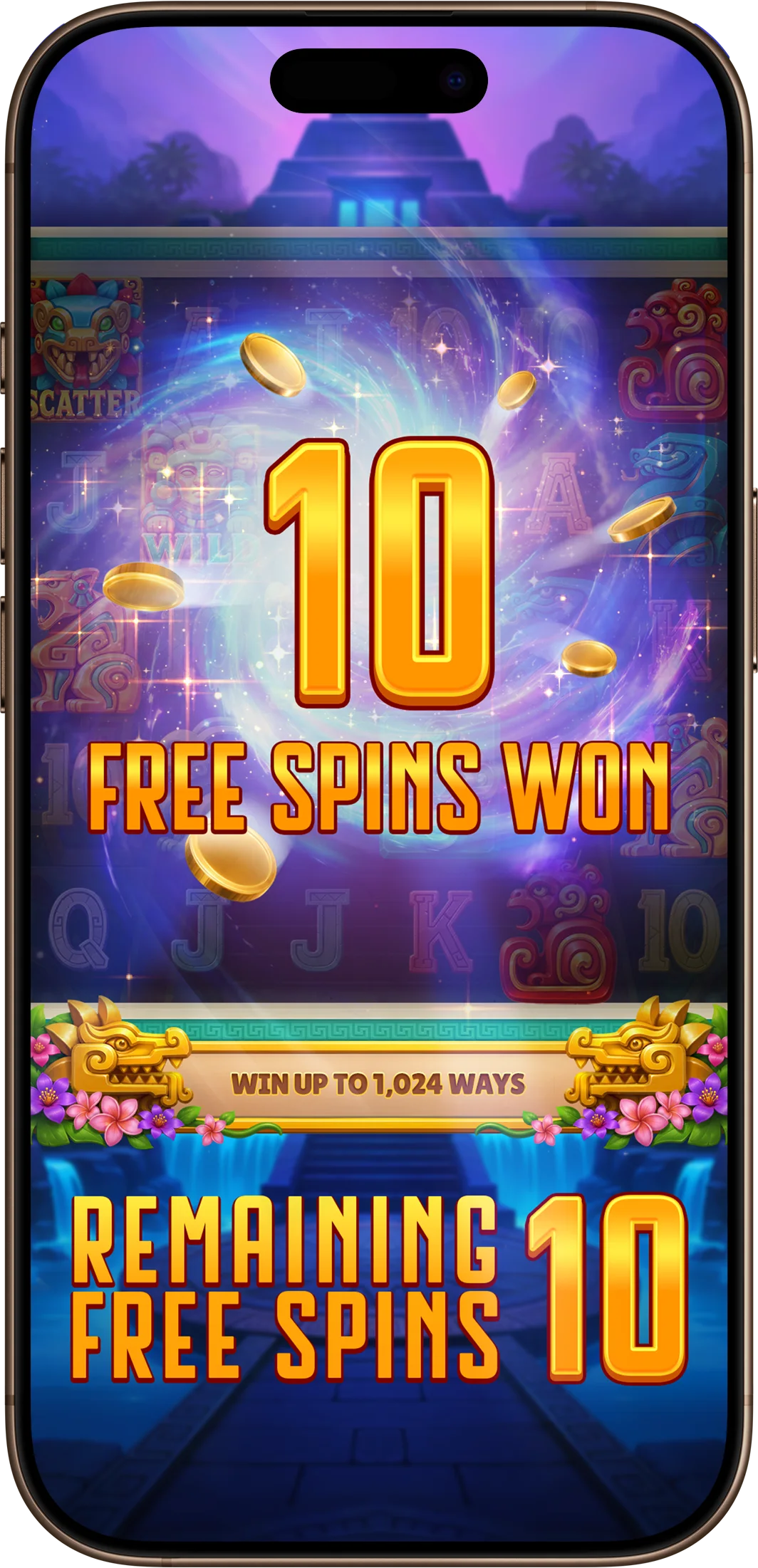 Free spins award on a phone: 10 free spins won