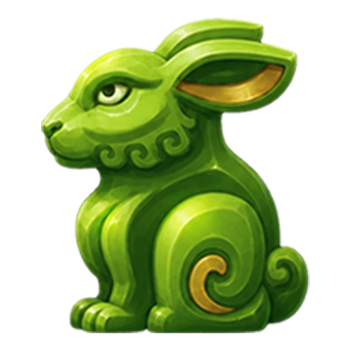 Green rabbit carving