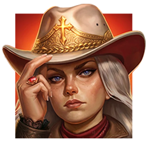 Cowgirl bounty hunter tipping her hat