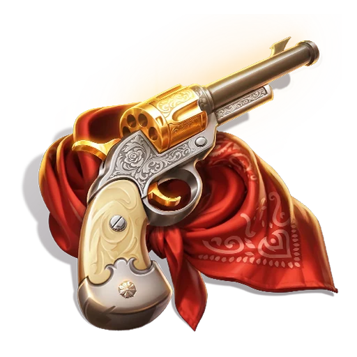 Revolver on a red bandana