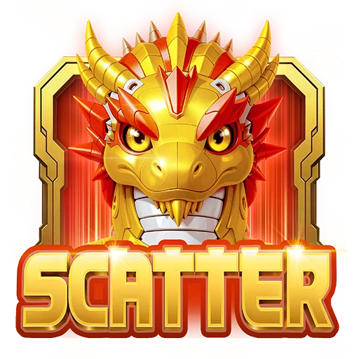 Golden dragon head over the Scatter banner