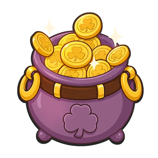 Purple cauldron of gold coins
