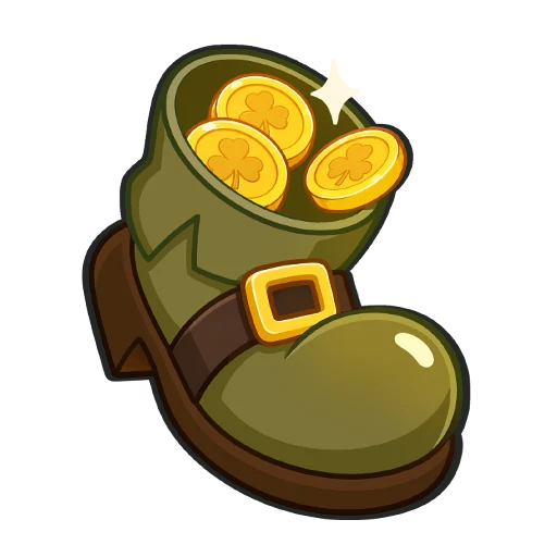 Leprechaun boot filled with gold coins