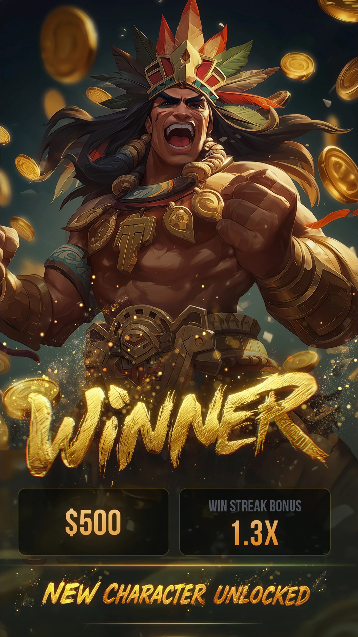 Winner screen: a new character unlocked