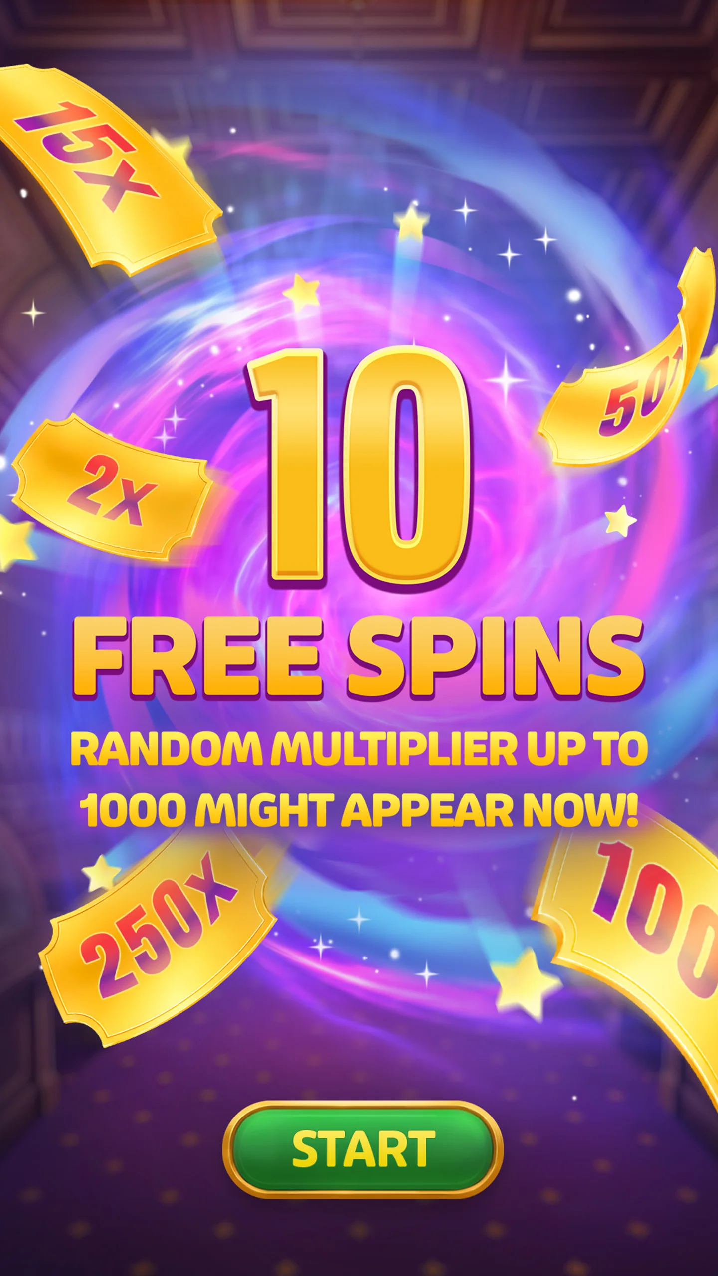 Free spins award: 10 free spins with random multipliers