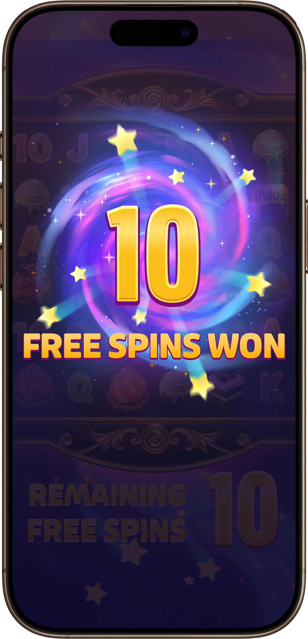 Free spins award on a phone: 10 free spins won