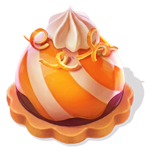 Orange swirl pastry topped with cream