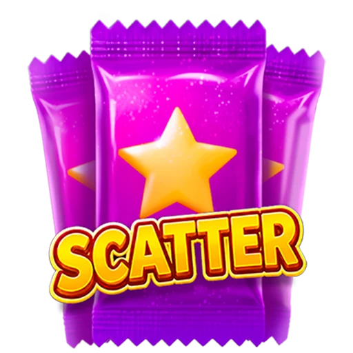Purple sweet wrapper with a gold star